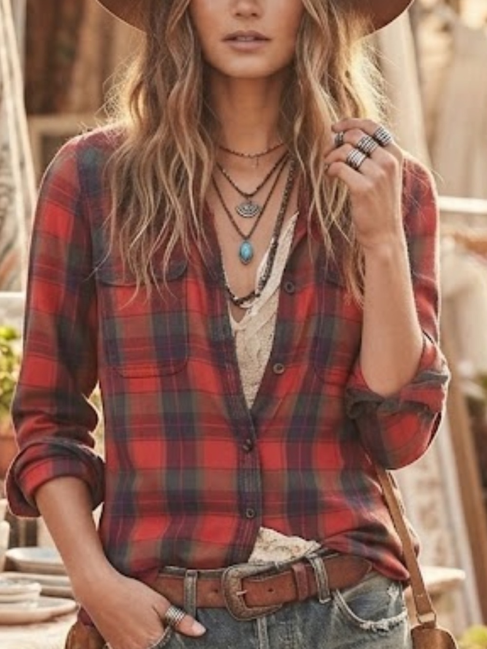 Denim & Supply Ralph Lauren Plaid Flannel Utility Shirt Sz M